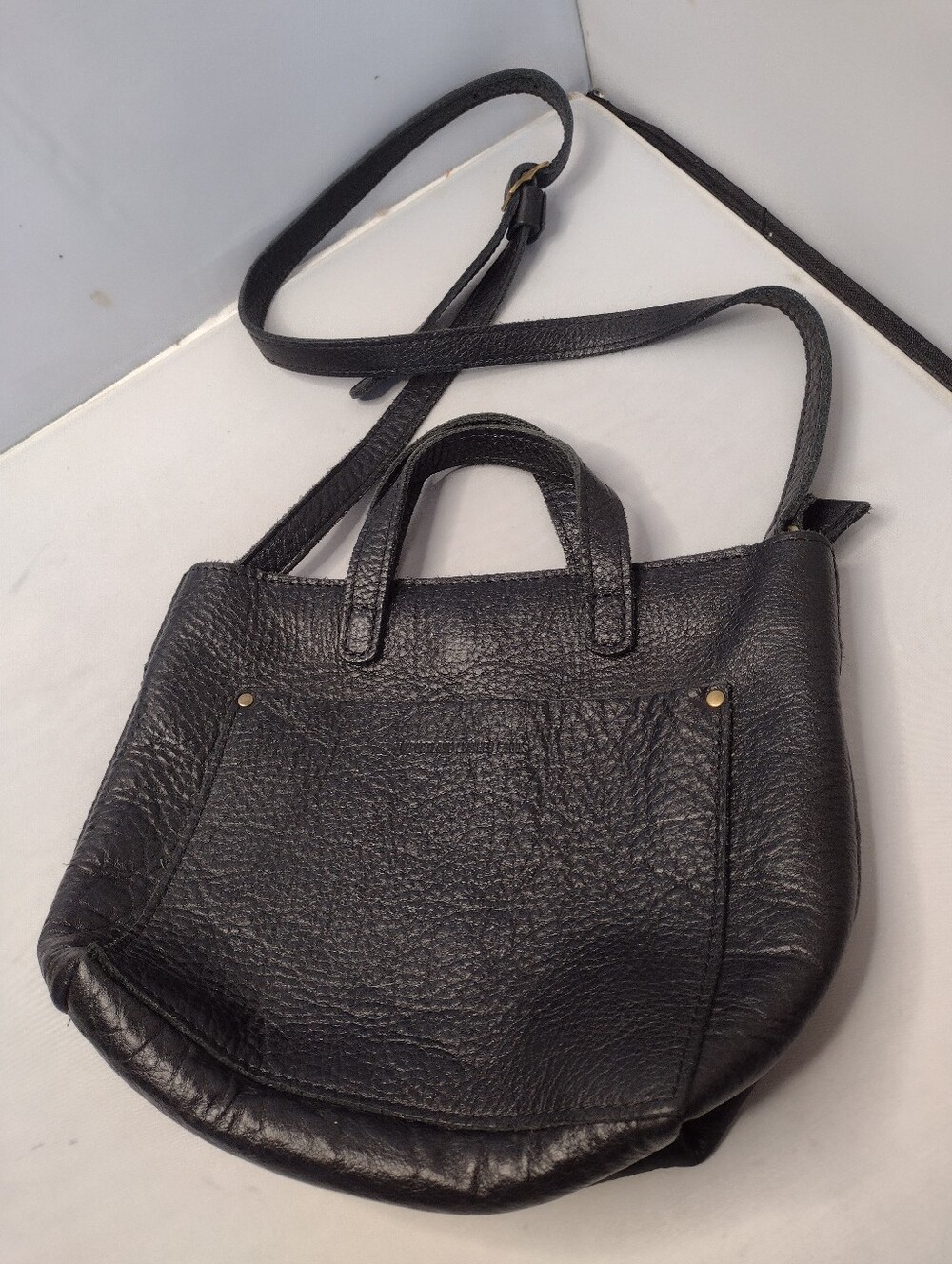 Portland Leather Goods Black Mini Crossbody Tote Shoulder Bag Purse B10
